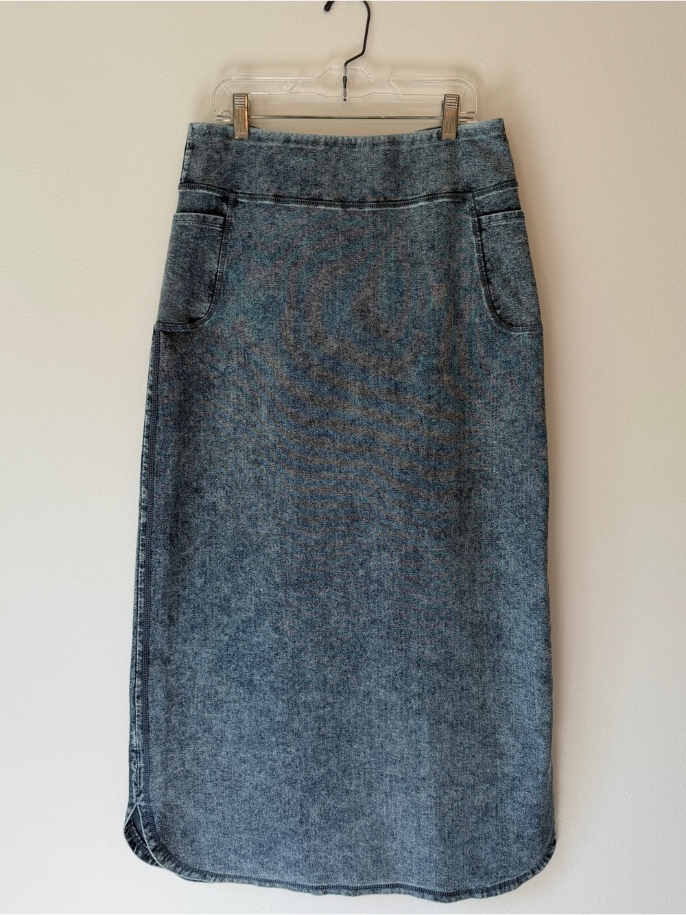 Snoga Acid Washed Blue Stretch Denim Long Column Jean Skirt size Medium Cottage - Picture 7 of 16